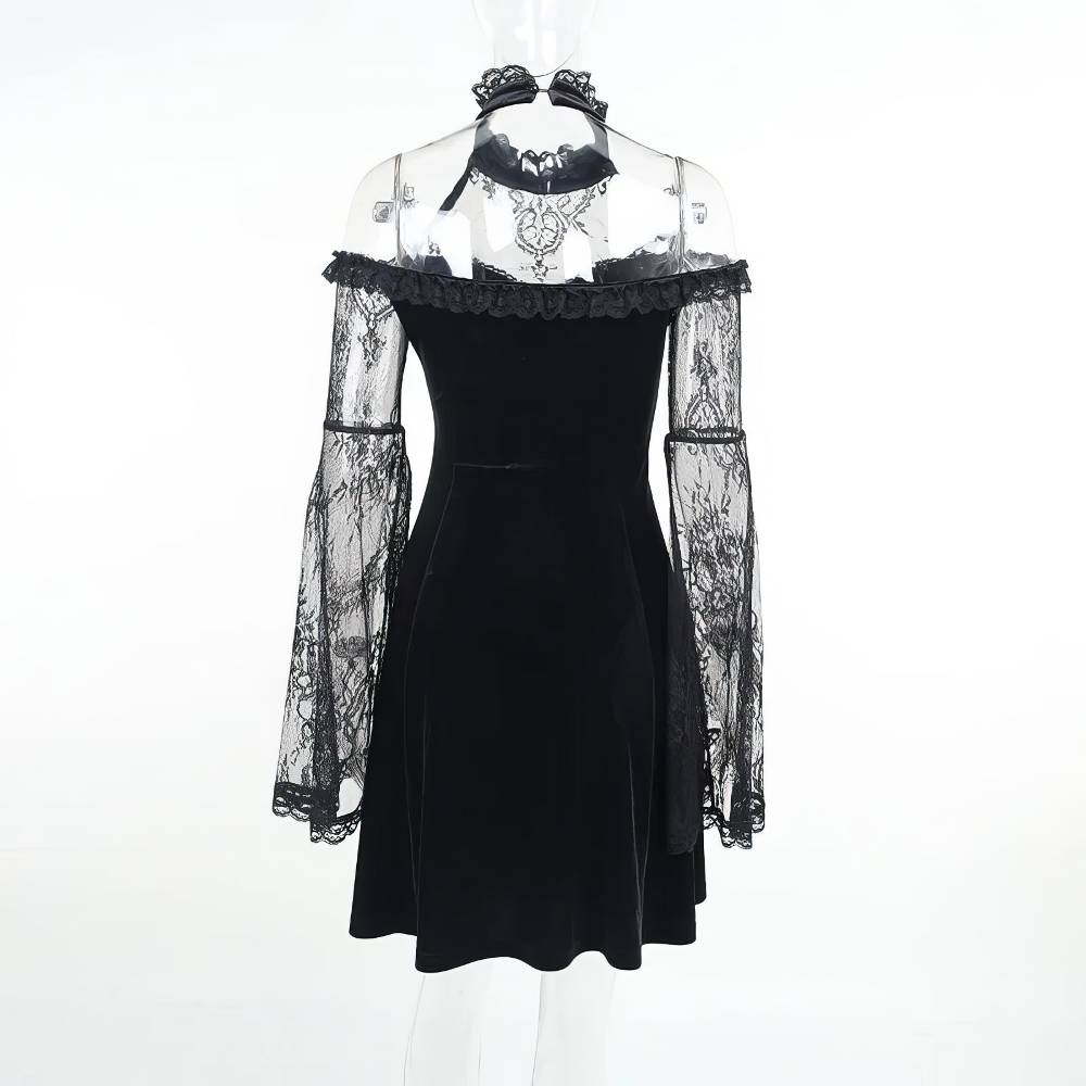 Robe Gothique Dentelle Manches Évasées - DarkDynasty image 5
